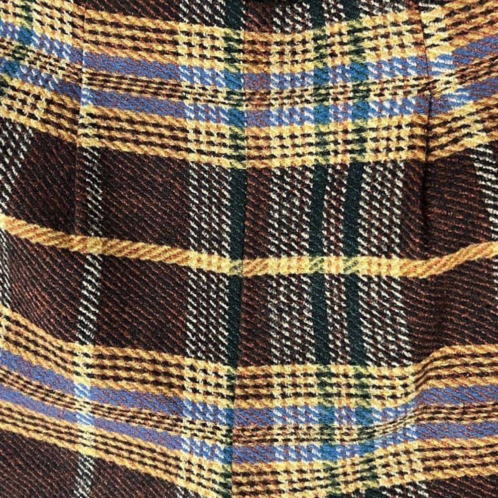 Cider Plaid Wide-Leg Overall Jumpsuit in Brown and Blue Tweed Size M - Picture 3 of 3